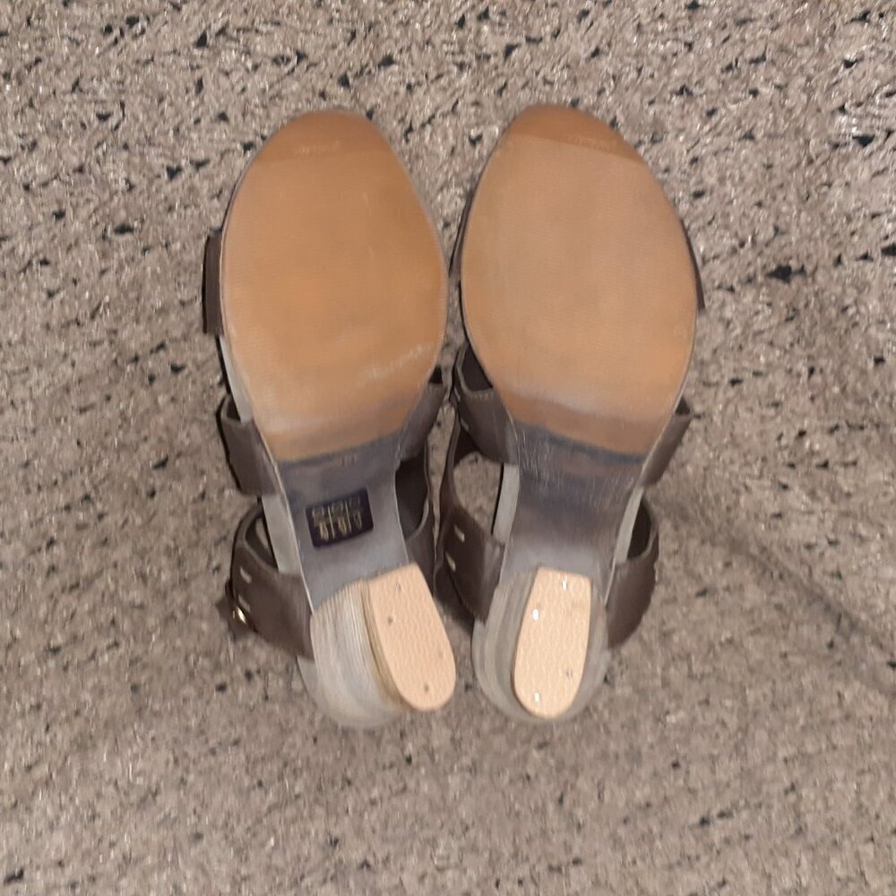 LAURA BELLARIVA-ITALY-Brown Suede Cut-Out Slingback Sandals-Curved Heel-Sz 39-EX - Picture 7 of 7